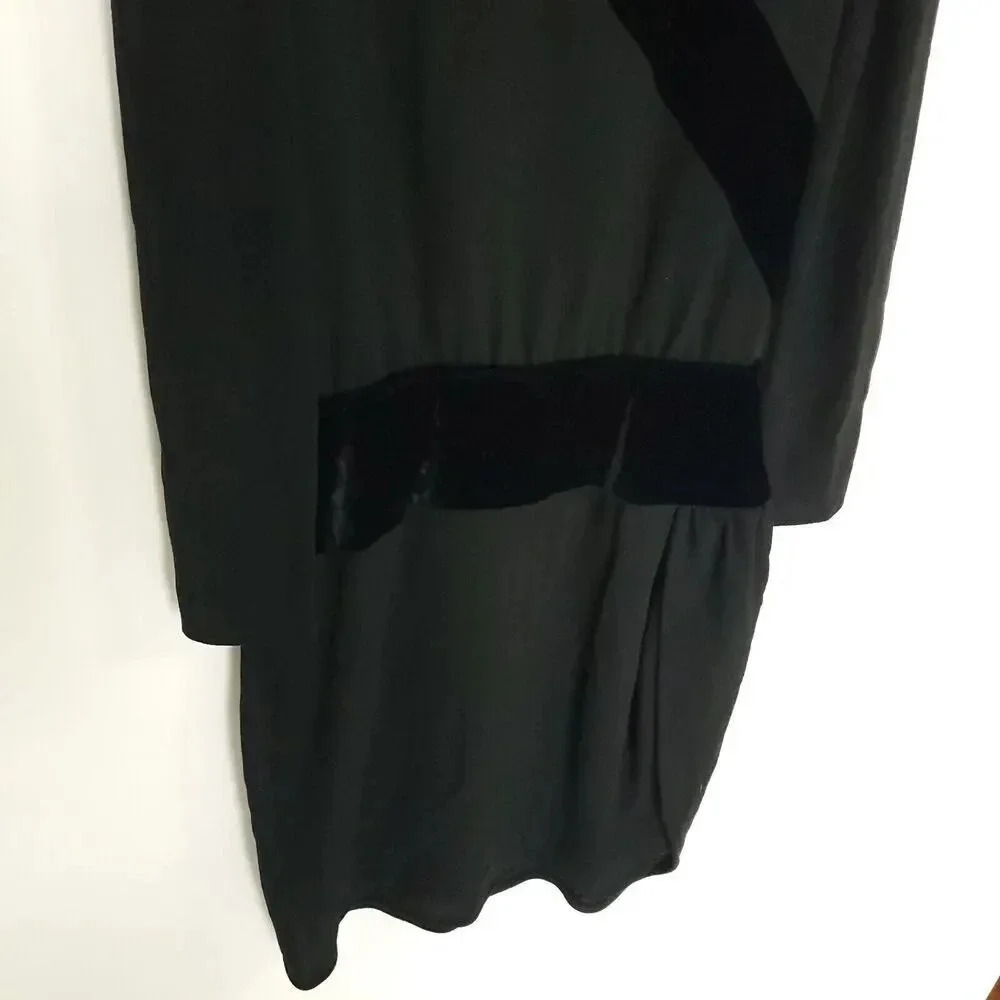 Valentino Boutique Vintage Dress Black Sz 38 US 4 Velvet & Wool Long Sleeves - Picture 15 of 16
